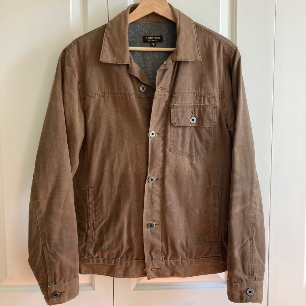Flint & and Tinder Waxed Canvas Trucker Jacket with Cotton Lining